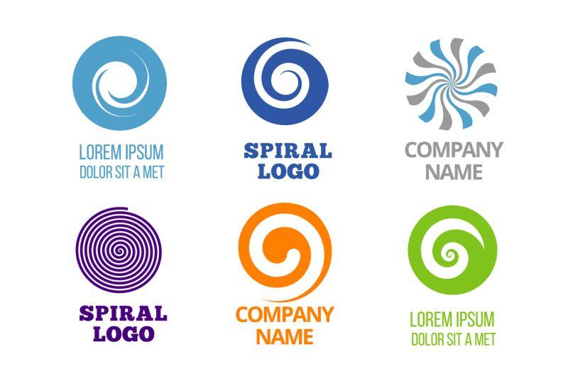 Spiril Logo - Spiral and swirl logos vector set By Microvector