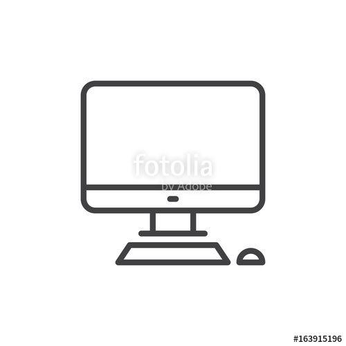 Desktop Logo - Desktop computer line icon, outline vector sign, linear style ...