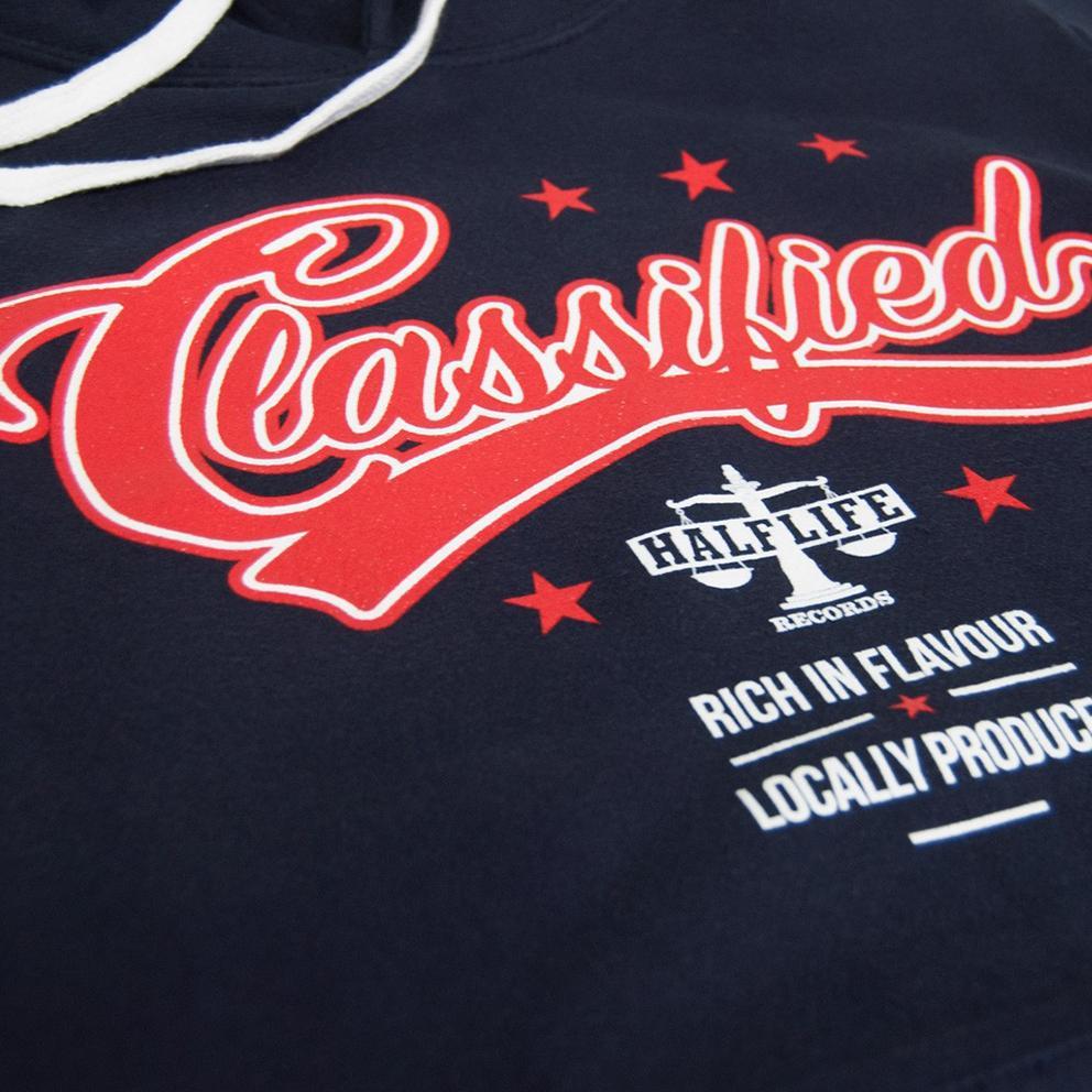 Classified Logo - Classified - Vintage Logo - Navy Blue Pullover Hoodie