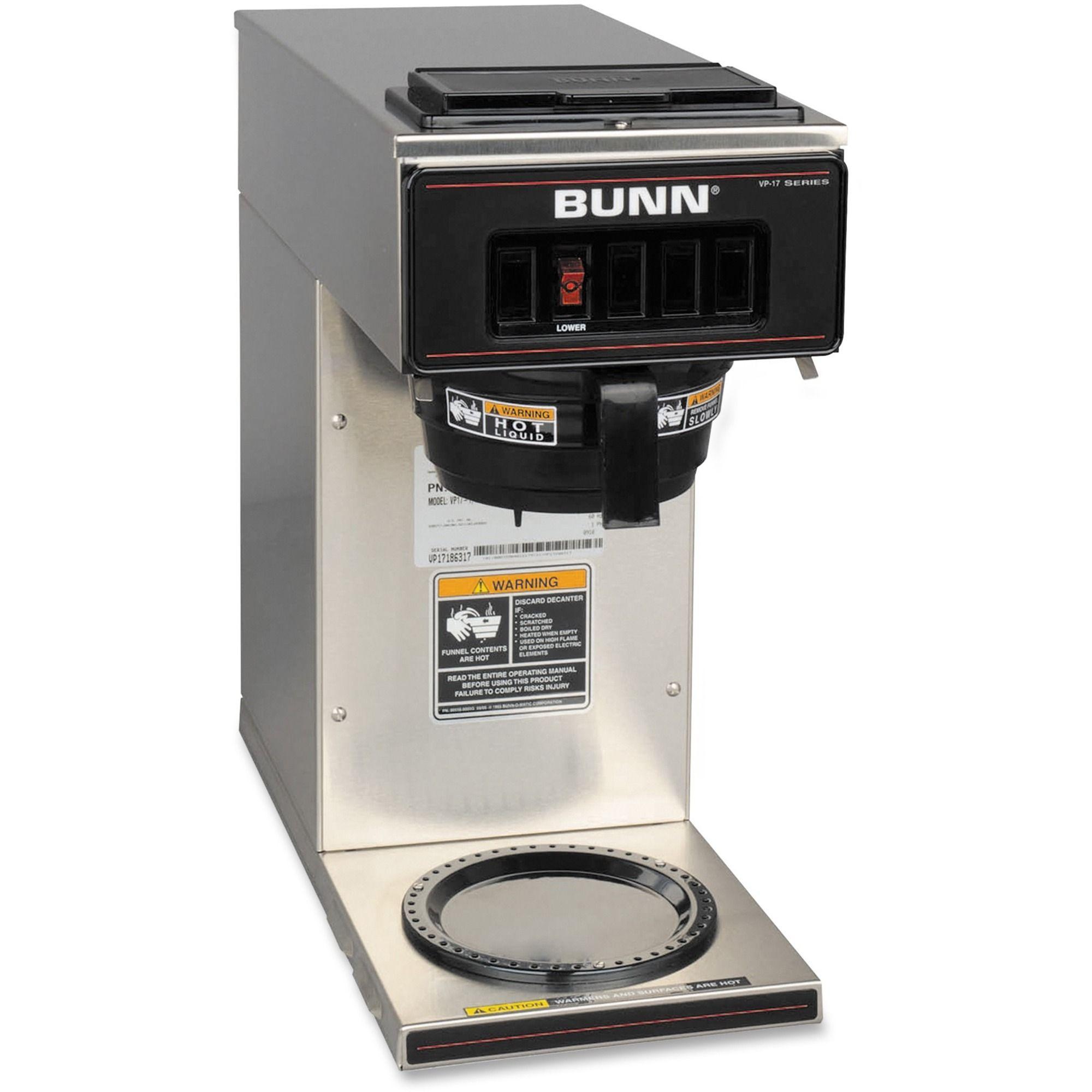 Bunn-O-Matic Logo - Bunn-o-matic Corporation Bunn VP17-1 Coffee Brewer - 1600 W - 2 Quart - 12  Cup(S) - Multi-serve - Stainless Steel, Black - Stainless Steel, Plastic