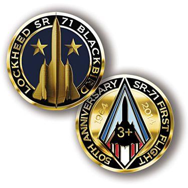 SR-71 Logo - i>SR-71 Blackbird</i> First Flight 50th Golden Anniversary Coin ...