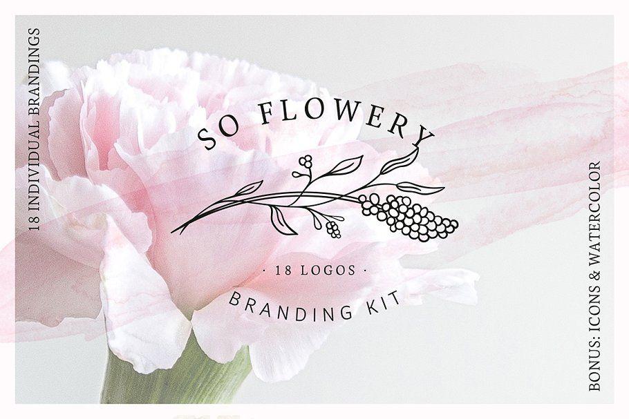 Flowery Logo - So Flowery Branding Kit+Watercolours ~ Logo Templates ~ Creative Market