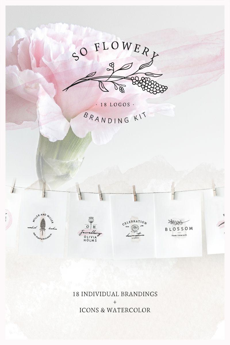 Flowery Logo - So Flowery Branding Kit + Watercolours Logo Template #76098