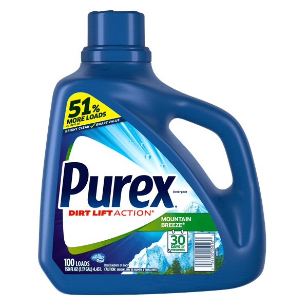 Purex Logo - Purex Liquid Laundry Detergent, Mountain Breeze, 150 Fluid Ounces, 100 Loads