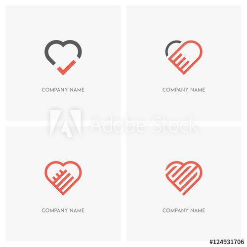 Relationship Logo - Love vector logo set. The heart symbol with check mark, labyrinth ...