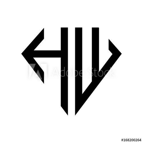 HW Logo - initial letters logo hw black monogram diamond pentagon shape