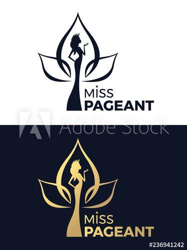 Peagent Logo - Miss pageant logo sign with woman wear a crown in lotus flower sign