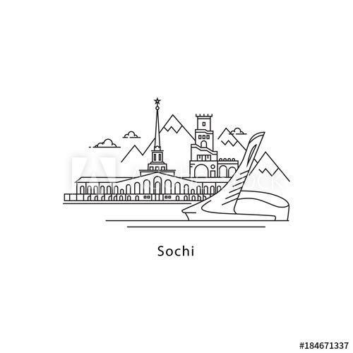 Sochi Logo - Sochi logo isolated on white background. Sochi s landmarks line