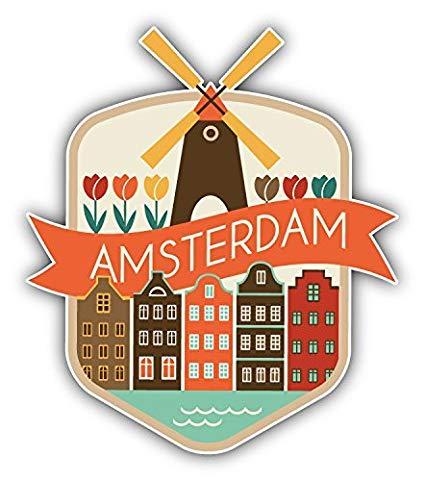 Amsterdam Logo - Amsterdam City Netherlands Travel Emblem Car Bumper Sticker Decal 4