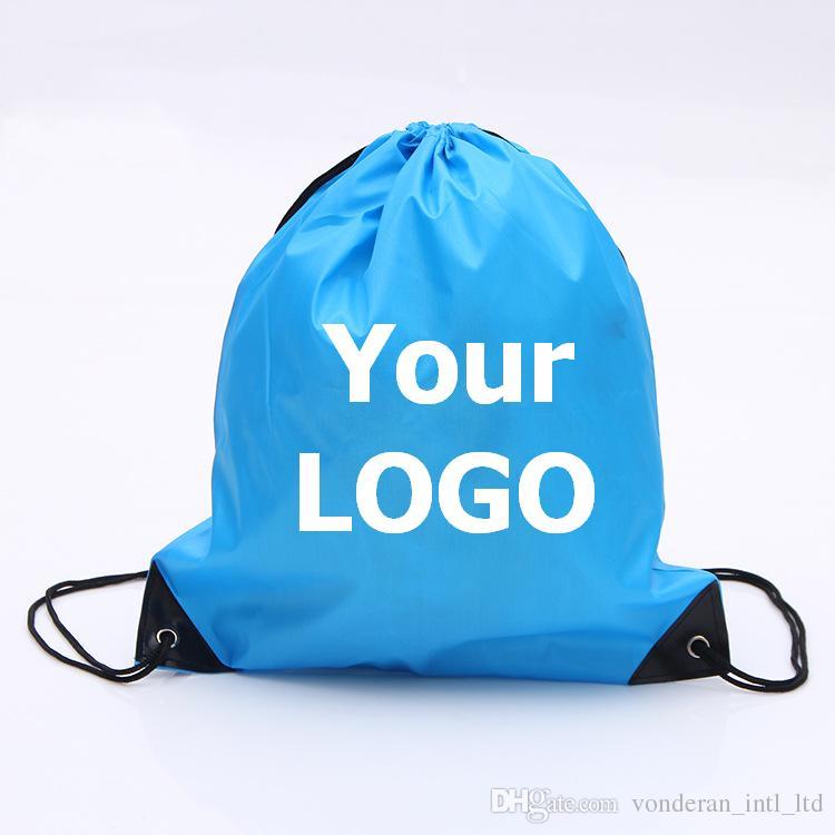 Drawstring Logo - Customize Drawstring Polyester Tote bags Logo print advertising waterproof  Backpack folding bags Marketing Promotion Gift shopping bags