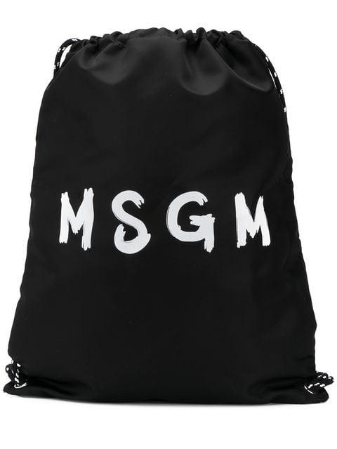 Drawstring Logo - MSGM Logo Drawstring Backpack - Farfetch