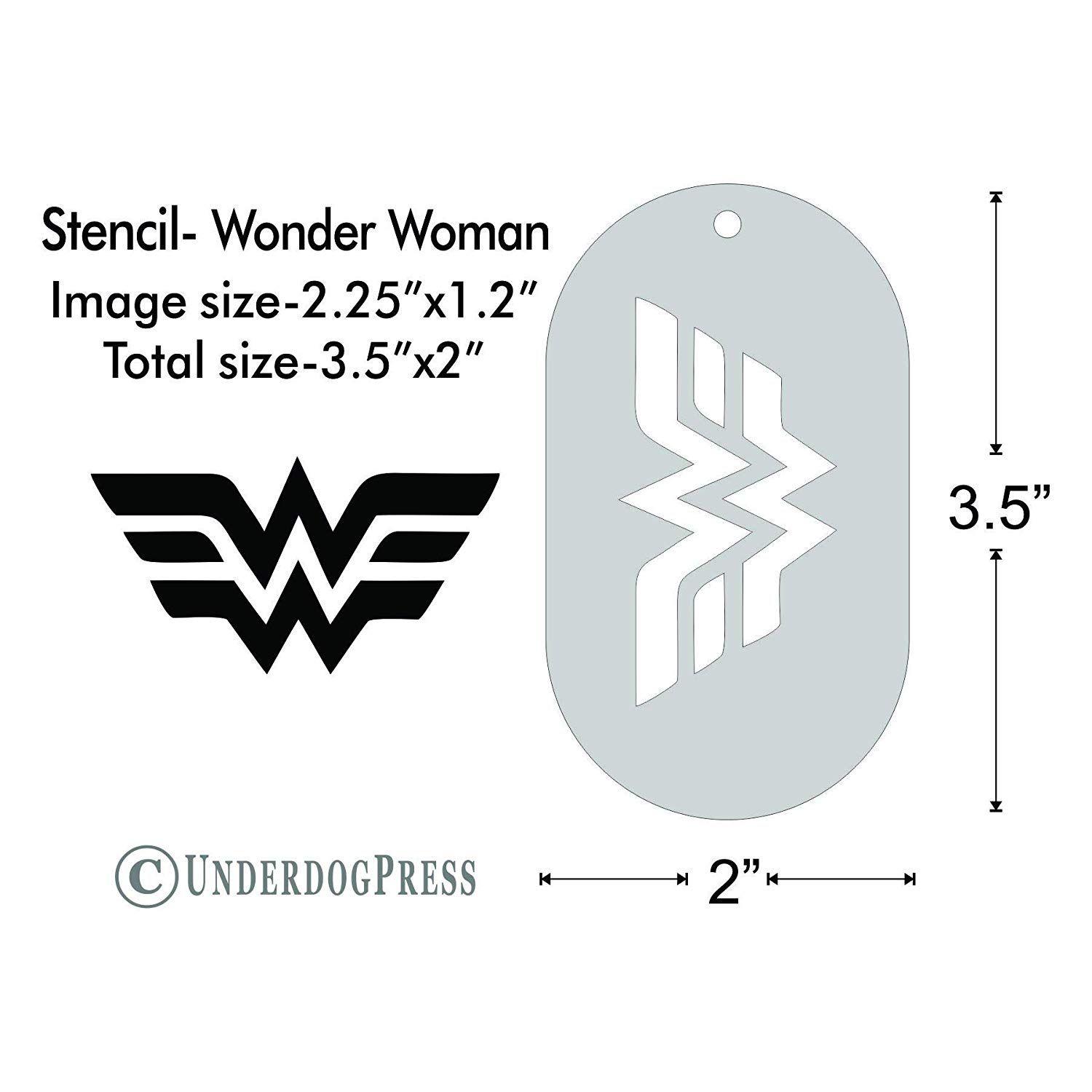 X2 Logo - Stencil - Wonder Woman logo, Image Size 2.25x1.2 on 3.5x2 Border