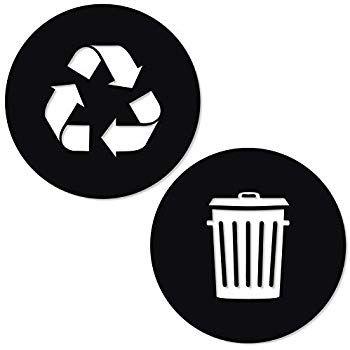 X2 Logo - Recycle and Trash Sticker Logo Style 2 (2.75in x2.75in) Symbol to Organize  Trash cans or Garbage containers and Walls - XSmall Black Gloss Vinyl Decal  ...