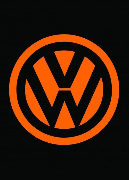 Black and Orange Logo - Orange VW logo on black fridge front