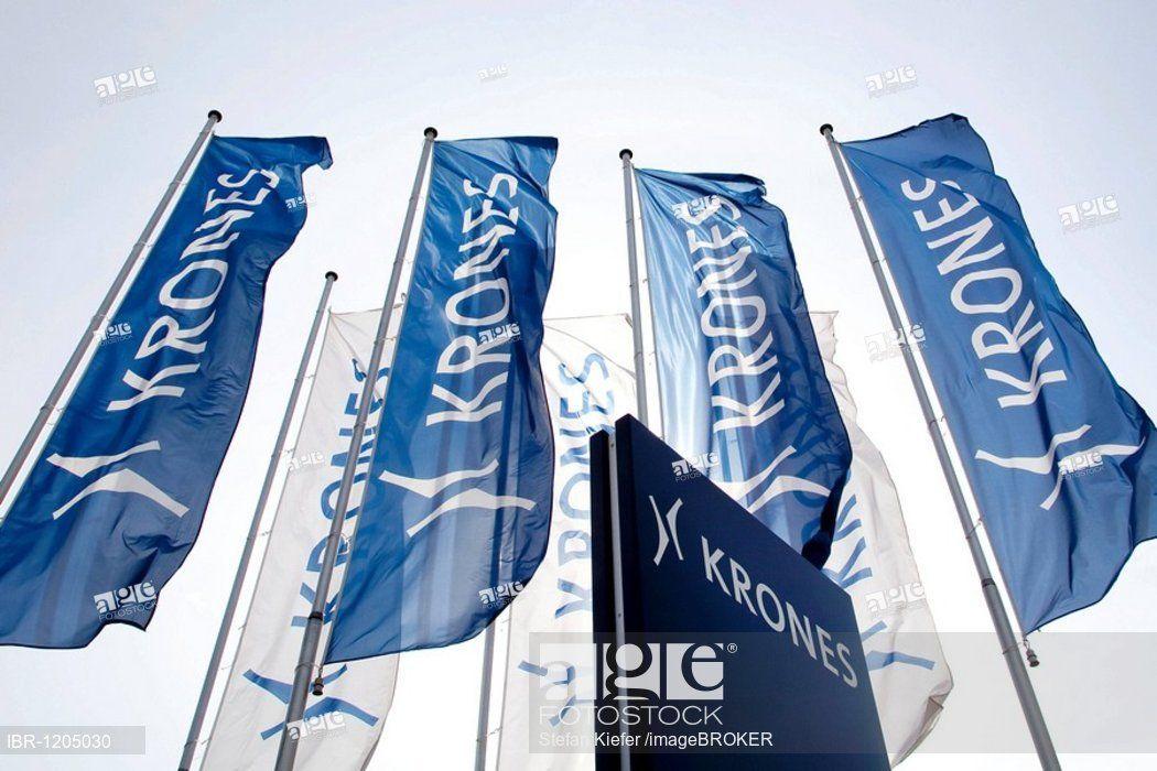 Krones Logo - Flags with the logo of the Krones AG company in Neutraubling ...