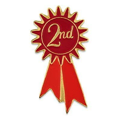 Prize Logo - PinMart 2nd Place Prize Red Ribbon Enamel Lapel Pin