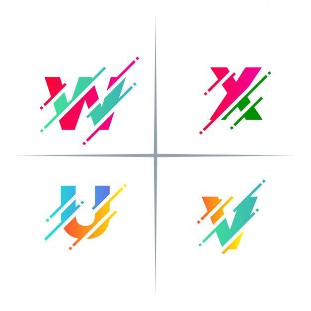 Cut Logo - Colorful pixel cut identity letter logo design set Vector | Premium ...