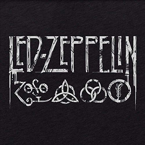 Zeppelin Logo - Led Zeppelin 4 Symbols Distressed Hand Drawn Logo Men's T Shirt Tee Rock