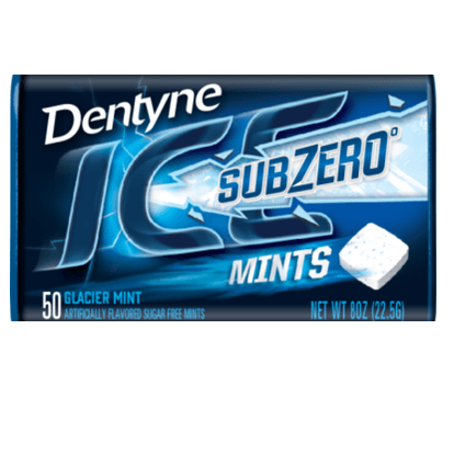 Dentyne Logo - DENTYNE ICE SUB ZERO GLACIER MINTS 9x9