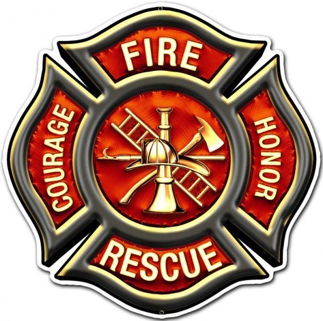 Firefigher Logo - FIRE RESCUE EMBLEM Metal Wall Sign (16X16) | Military Memorabilia ...