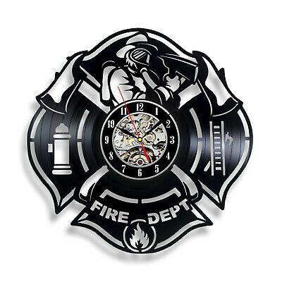 Firefigher Logo - Fire Department Interior Wall Clock vinyl decor man cave firefighter logo  emblem | eBay