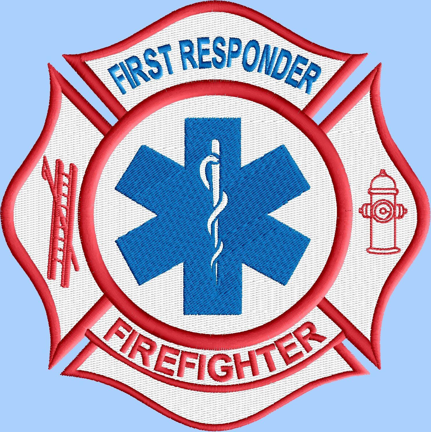 Firefigher Logo - EMT First Responder Firefighter logo 3 size pack machine embroidery design