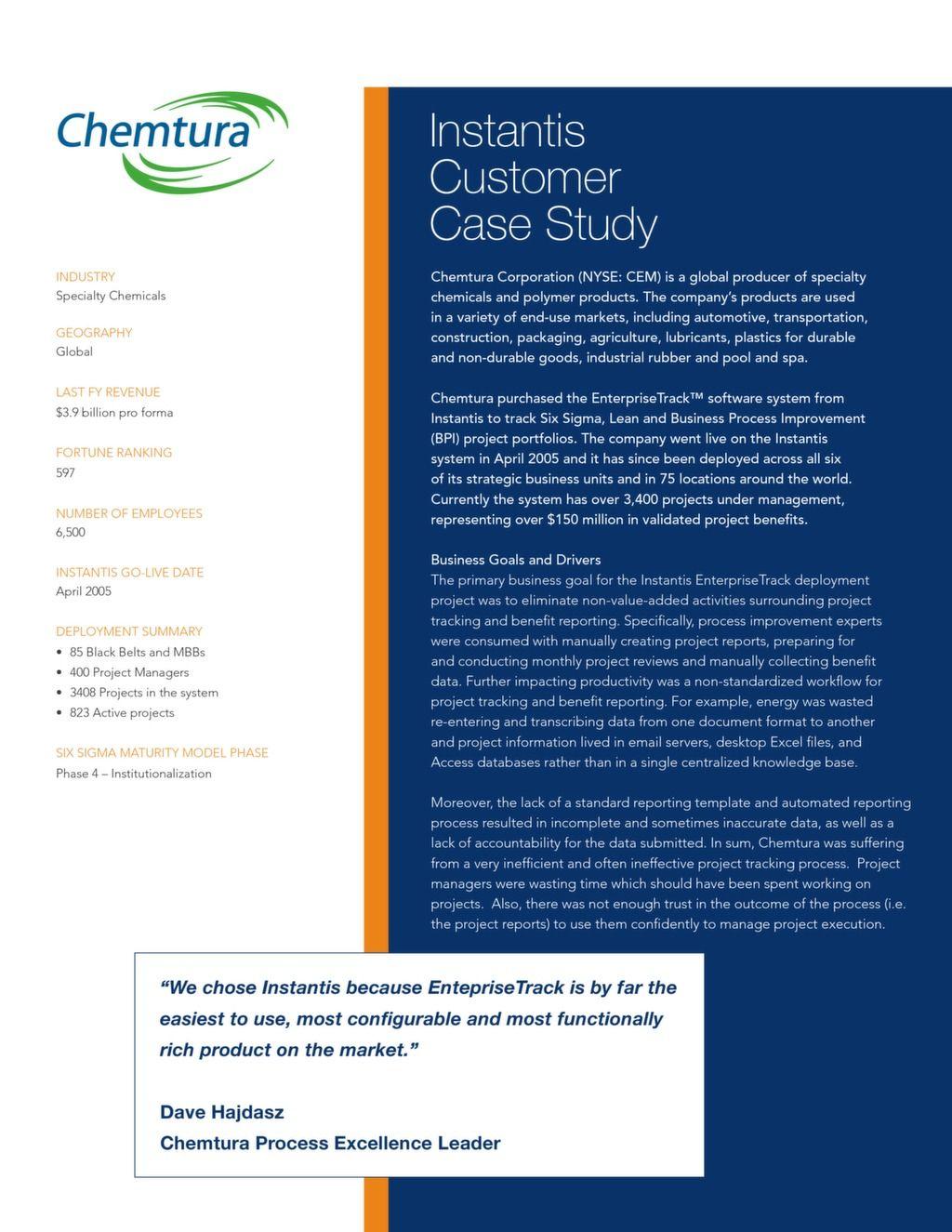 Chemtura Logo - Instantis Customer Case Study: Chemtura Corporation