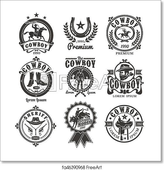 Rodeo Logo - Free art print of Set of rodeo logos