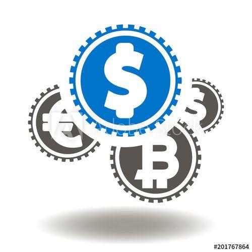 IPO Logo - Coins Dollar Bitcoin Euro Icon Vector. Money Financial Illustration ...