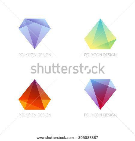 Facets Logo - Crystal Logo emblem in geometric hipster style. Polygon Diamond