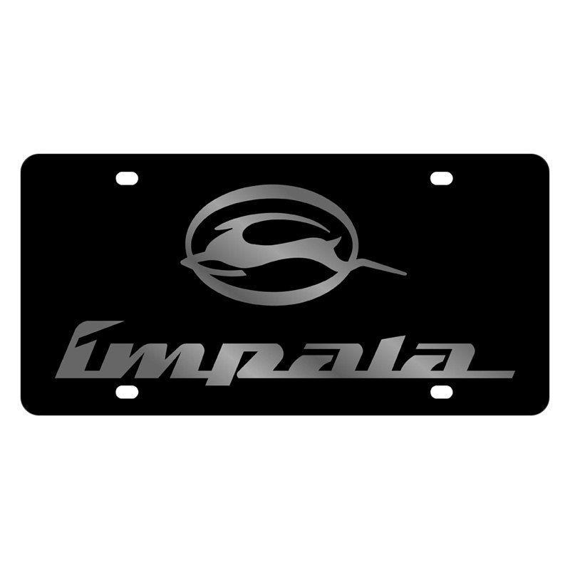 Impala Logo - Eurosport Daytona® 3312-1 - GM Black License Plate with Silver Impala Logo  and Emblem