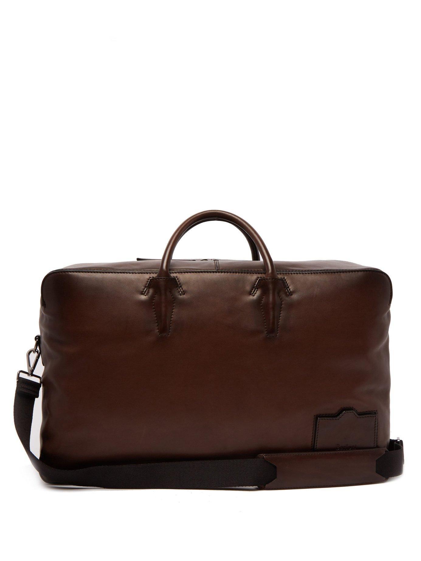 Berluti Logo - Logo-Embellished Leather Travel Bag in Brown