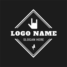 Rhombus Logo - White Rhombus and Hand logo design. Music Logo. Hand logo, Custom