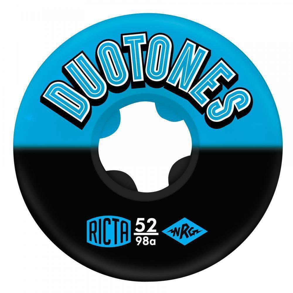 Ricta Logo - Ricta Duo Tones 98a Skateboard Wheels Blue Black 52mm New Free Delivery