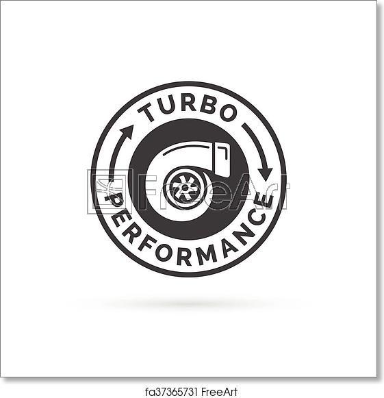 Turbocharger Logo - Free art print of Turbo performance icon badge with car turbocharger compressor stamp symbol