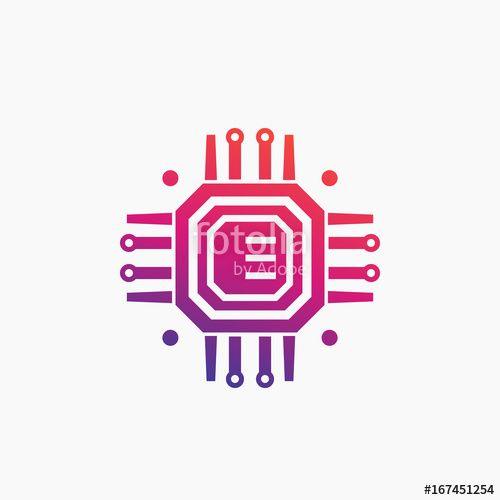 Chipset Logo - technology, chipset, circuit board icon Stock image and royalty