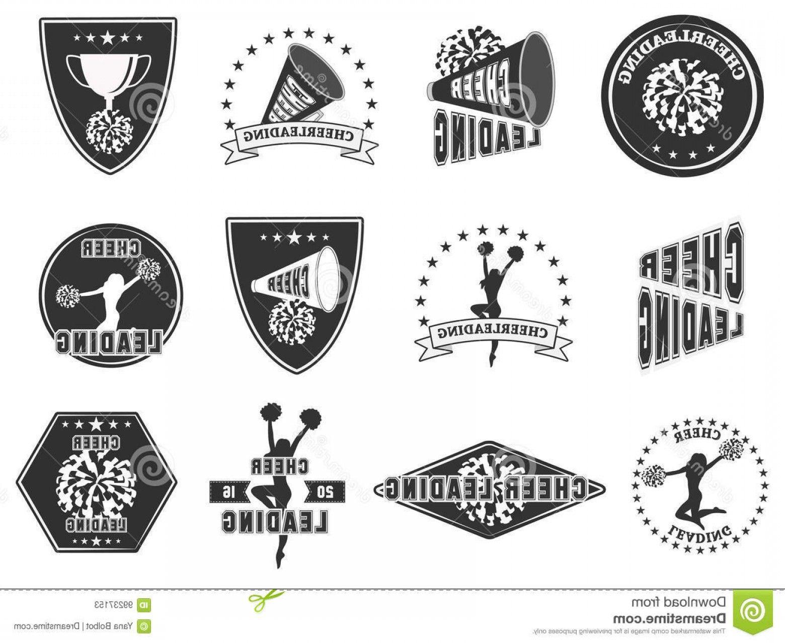 Cheerleader Logo - Stock Illustration Set Labels Logos Cheerleading Vector Illustration