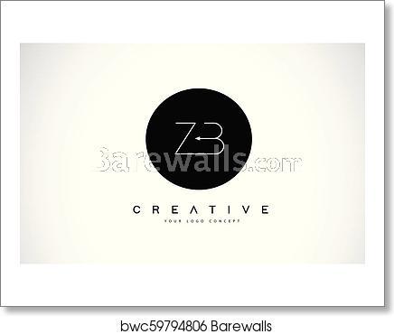 ZB Logo - ZB Z B Logo Design with Black and White Creative Text Letter Vector. art  print poster