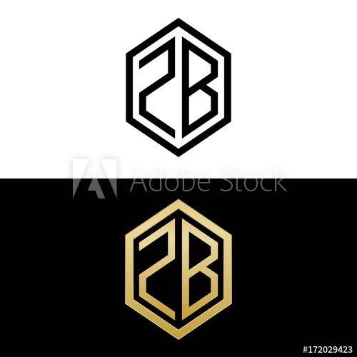 ZB Logo - initial letters logo zb black and gold monogram hexagon shape vector ...