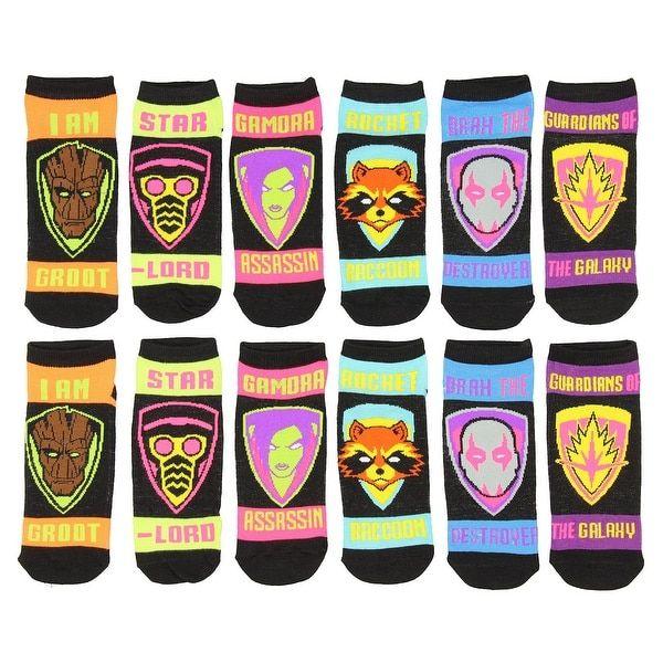 Gamora Logo - Marvel Guardians of The Galaxy Rocket Groot Star Lord Gamora Drax 6 Pack  Ankle Socks