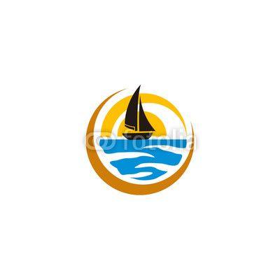 Sailboat Logo - The ship is on the waves. Sailboat. Logo for a tourist company, for ...