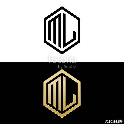 Ml Logo - initial letters logo ml black and gold monogram hexagon shape vector ...