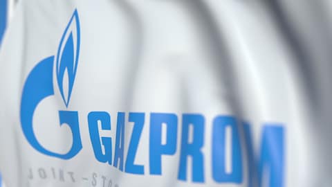 Gazprom Logo - Waving flag with gazprom pjsc logo, close-up. editorial loopable 3d  animation