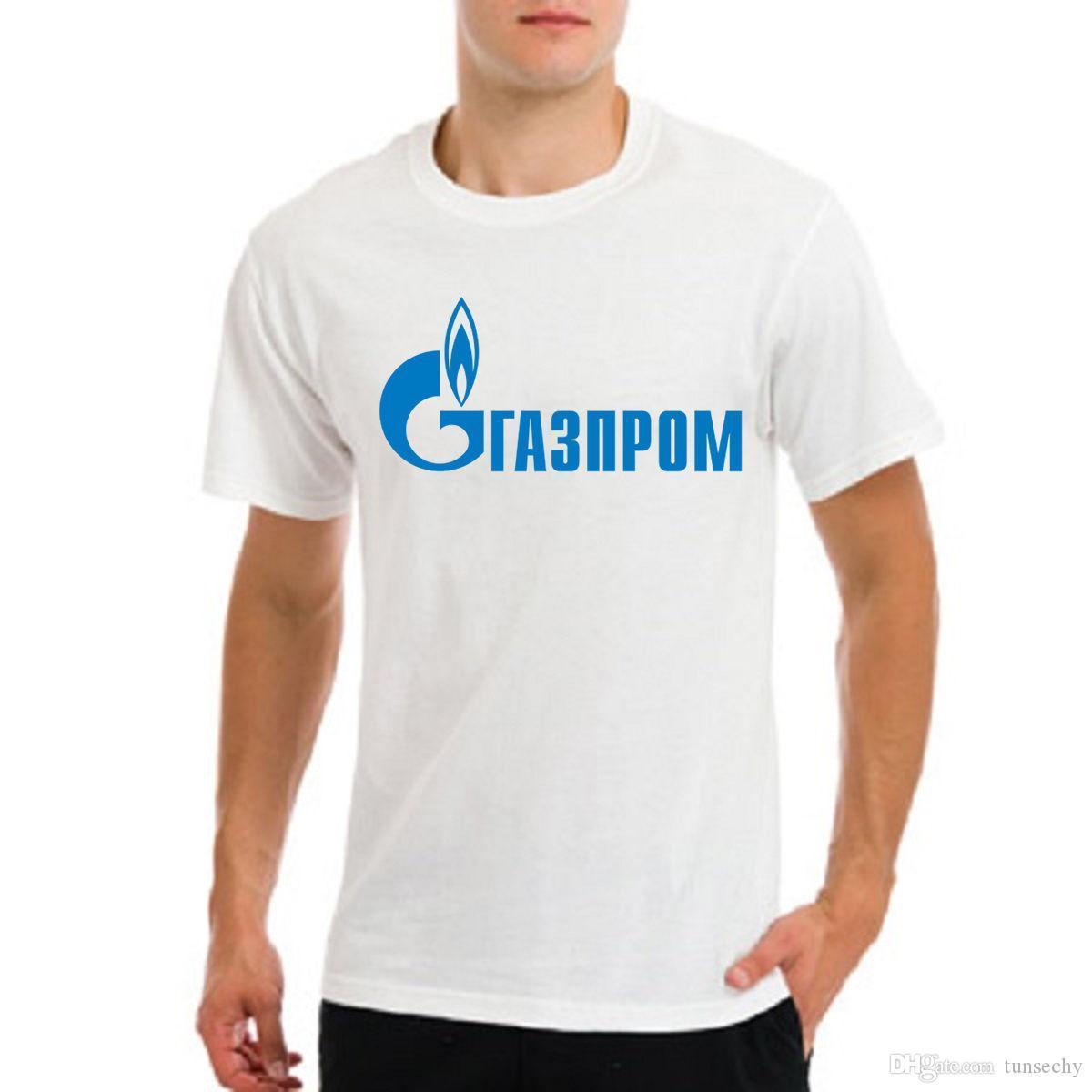 Gazprom Logo - GAZPROM logo Vladimir Putin Russia Russian mens white t-shirt