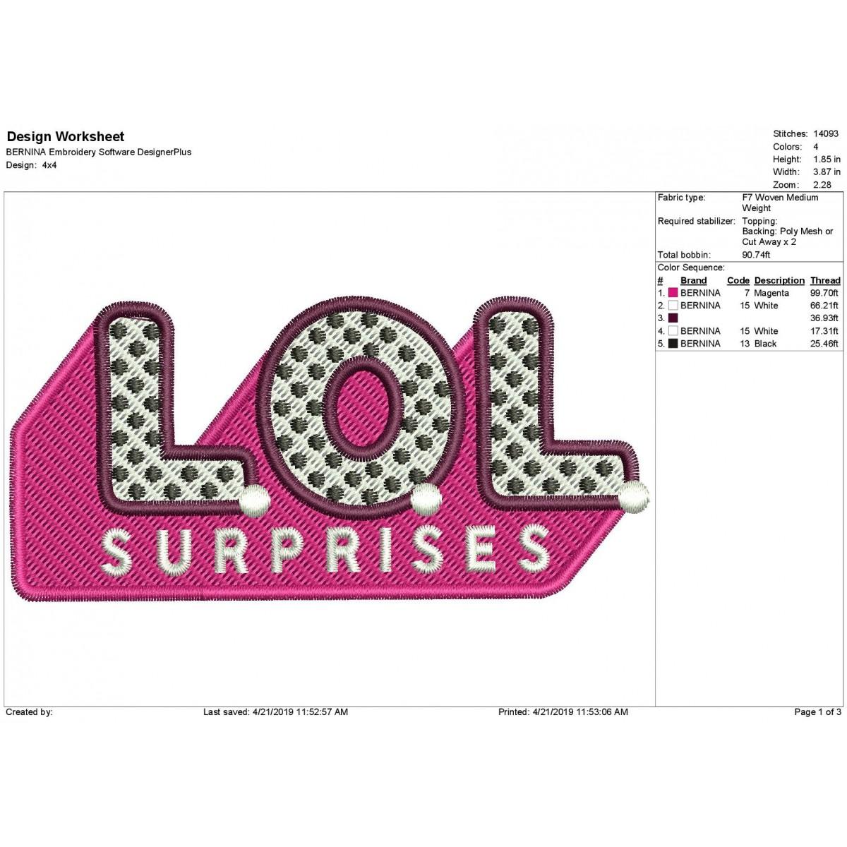 Surprise Logo - LOL Surprise Logo Filled Embroidery Design