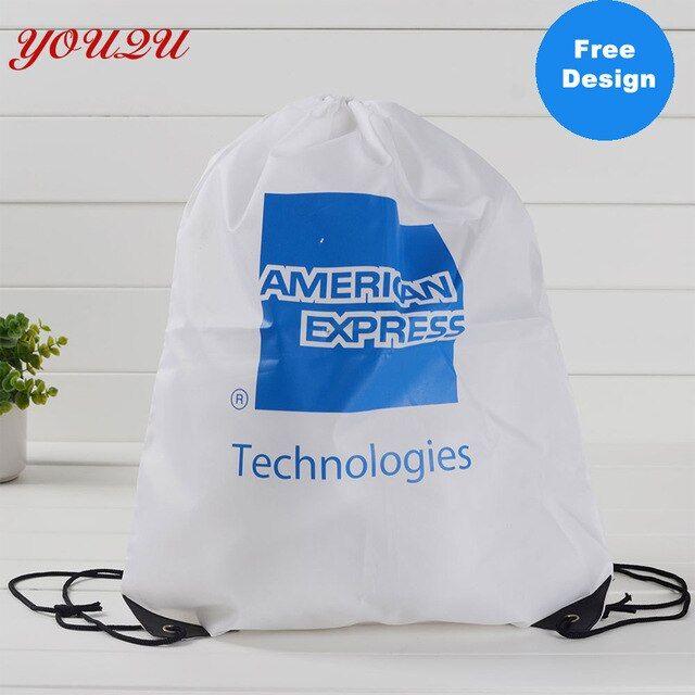 Workable Logo - US $410.4 5% OFF. Custom Drawstring Backpack 210D Polyester With 35*40 Cm Any Color Any Logo Are Workable In School Bags From Luggage & Bags