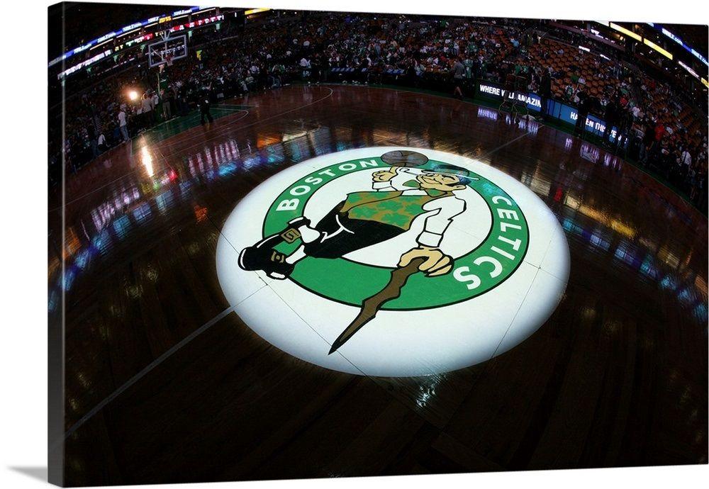 Ciltics Logo - The Boston Celtics logo is displayed at center court