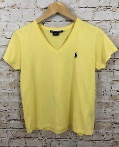 O7 Logo - Ralph Lauren Sport shirt womens medium yellow vneck tshirt pony logo