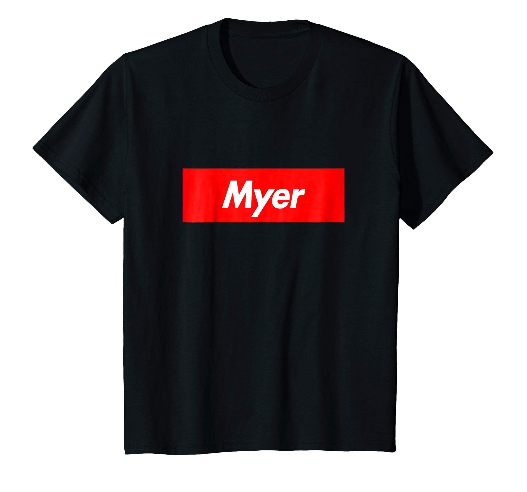 Myer Logo - Amazon.com: Myer Box First Given Name Logo Funny T-Shirt: Clothing