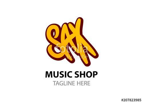 Sax Logo - Sax for Music Shop in Comic Style Stock image and royalty